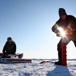 Taking ice core samples. Catlin Arctic Survey.