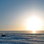 Sun pillar above base camp. Catlin Arctic Survey.